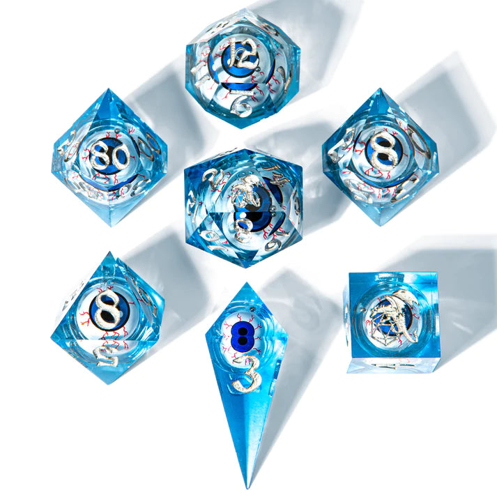 Hymgho Sharp Edge Resin Dice: "Always Watching" Blue Eyeball