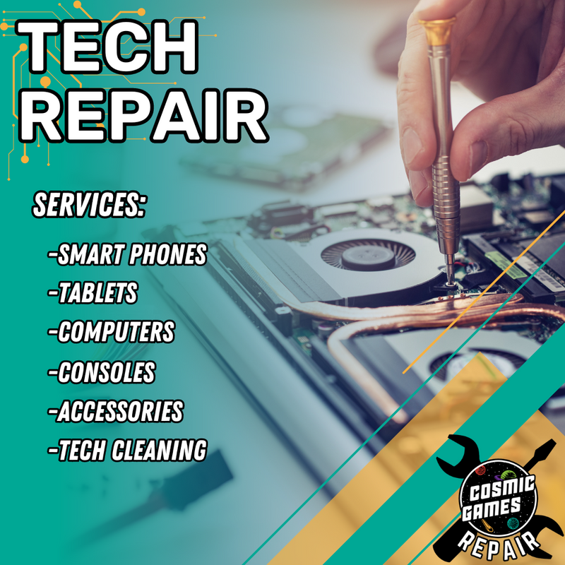 Electronic repairs. Services available. Smart phone repair, Tablet repair, computer repair, console repair, accessory repair, electronics cleaning.