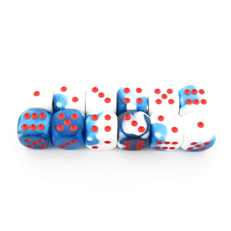 Chessex Gemini: 16MM D6 Astral Blue-White/Red (12)