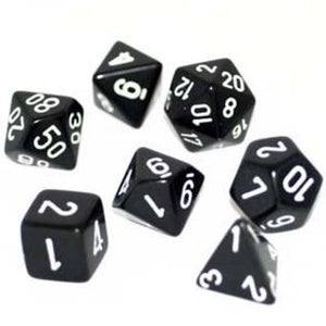 Chessex Opaque: Black/White 7 Dice Set