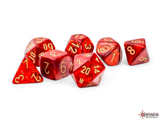 Chessex Mega Dice: Mega-hedral Scarab Scarlet/Gold 7-Die Set