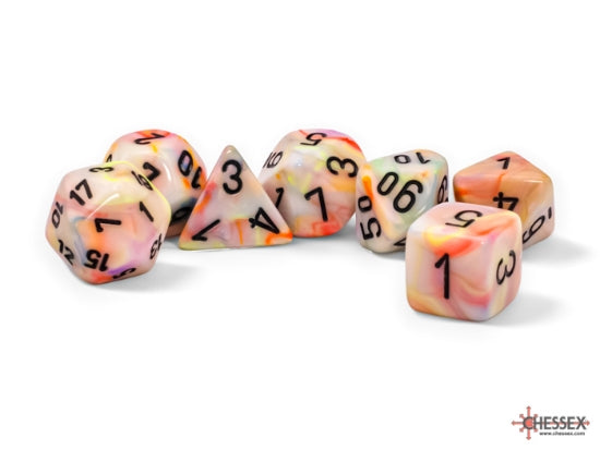 Chessex Mega Dice: Mega-hedral Festive Circus/Black 7-Die Set
