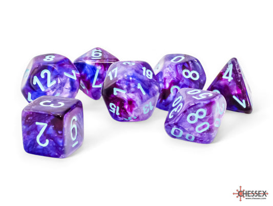 Chessex Mega Dice: Mega-hedral Luminary Nocturnal/Turquoise 7-Die Set