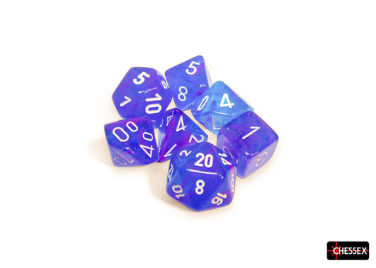 Chessex Dice Nebula Aura/white Luminary Polyhedral 7-Dice Set