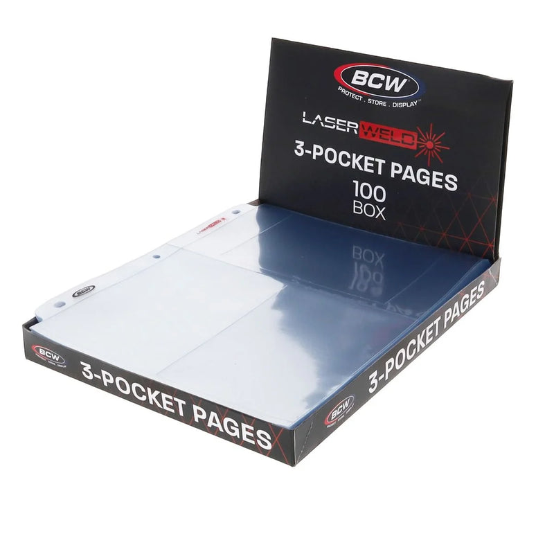 BCW LaserWeld® 3-Pocket Photo Page (100 CT. Box)