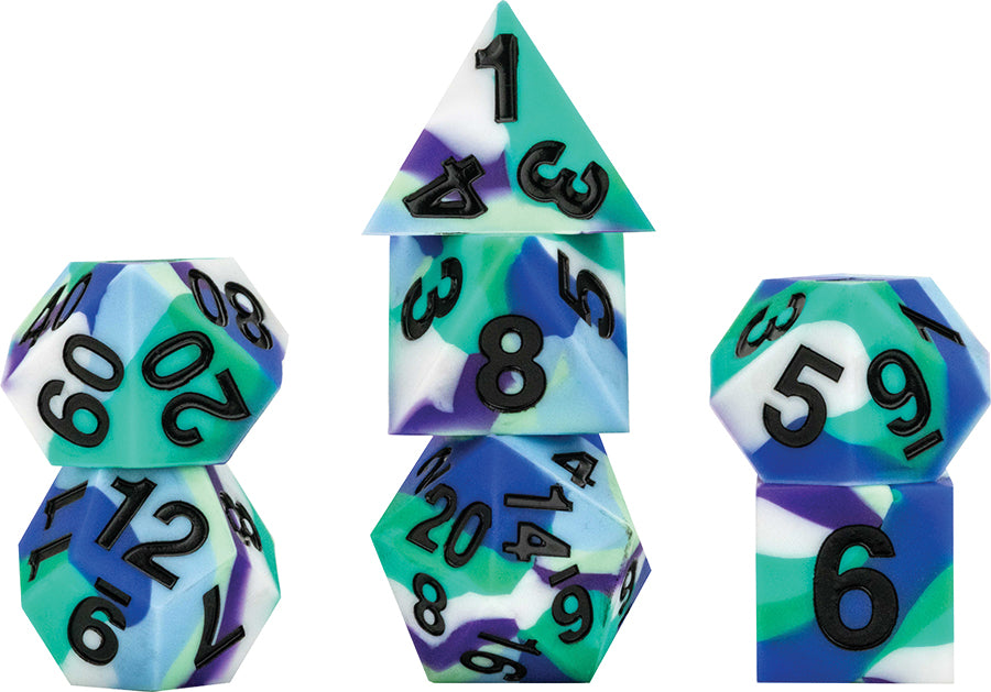 16mm Pride Sharp Edge Silicone Rubber Poly Dice Set: Gay Men (7)