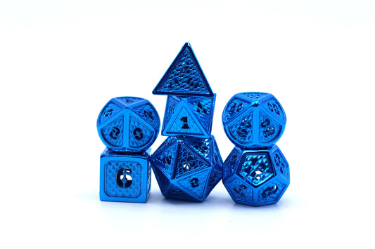 Hymgho Hollow Metal Dice - Hollow Metal Wyvern Dice set -Blue