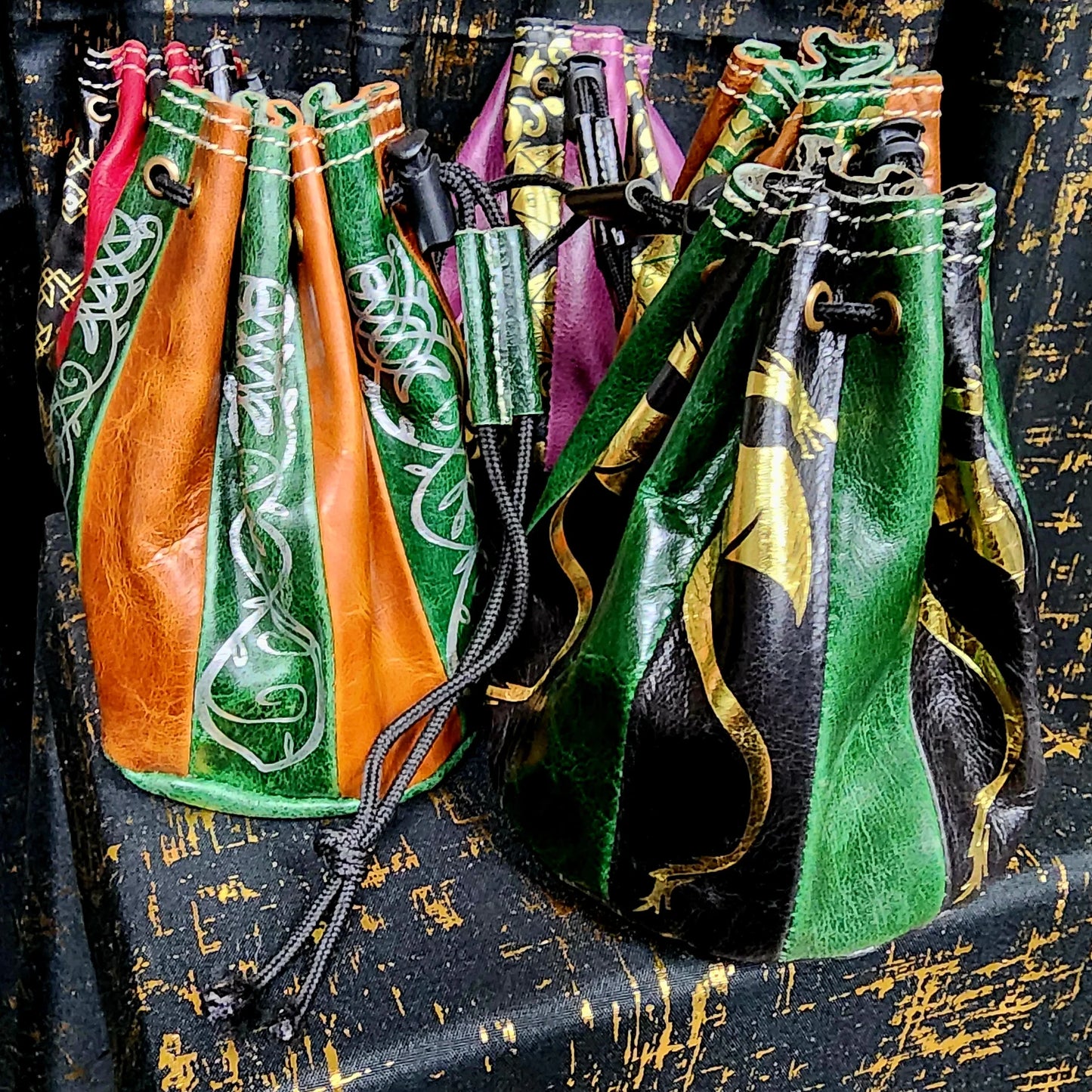 Grimbeard Leather: Dice Bag - Round, Flat Bottom, Standing (Assorted Styles)
