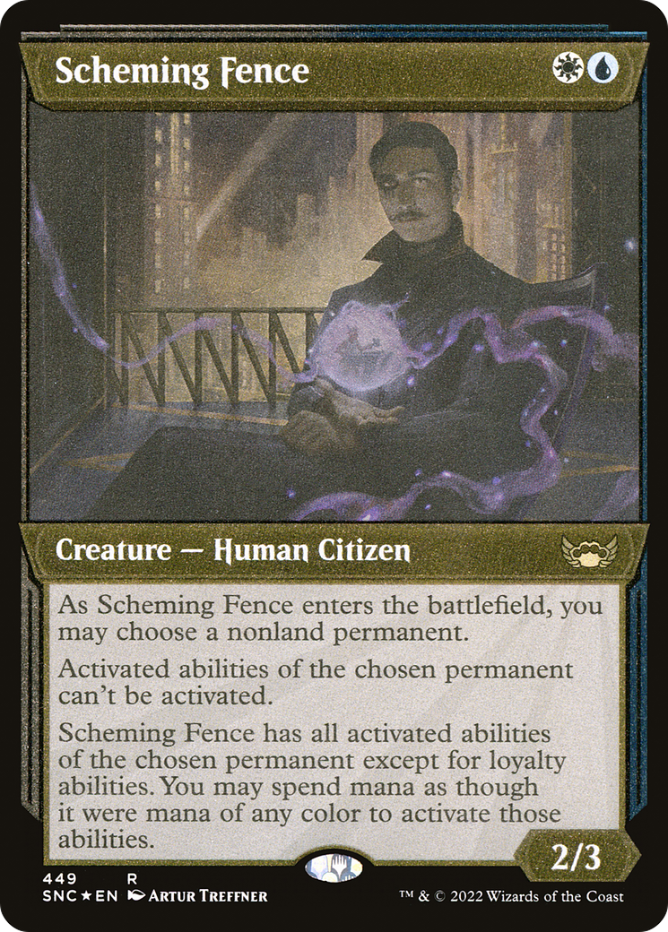 Scheming Fence (Showcase Art Deco Foil Etched) [Streets of New Capenna]