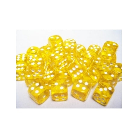 Chessex Translucent: 16MM D6 Yellow/White (12)