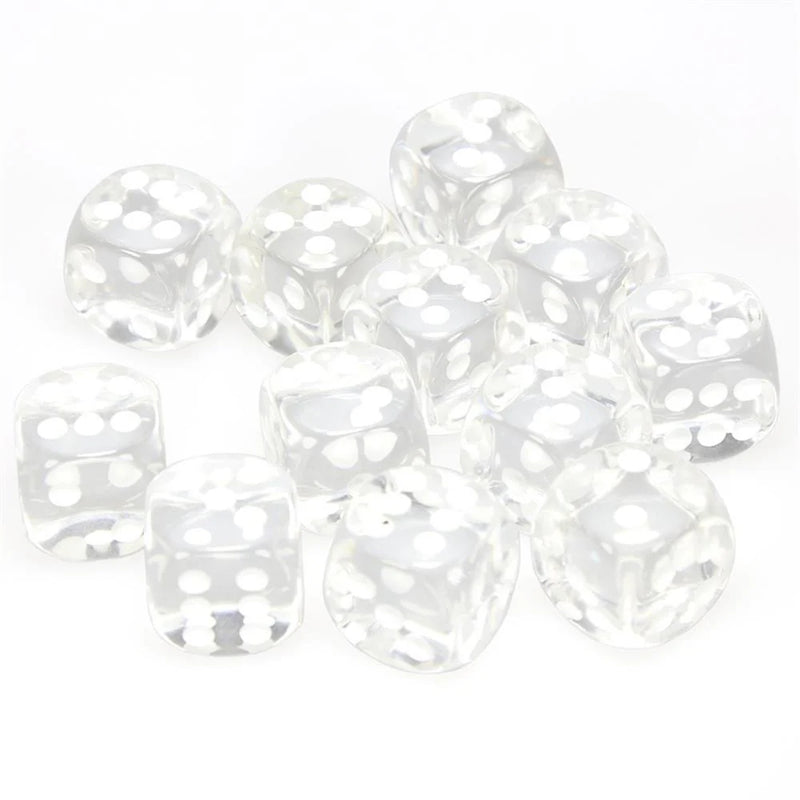 Chessex Translucent: 16MM D6 Clear/White (12)