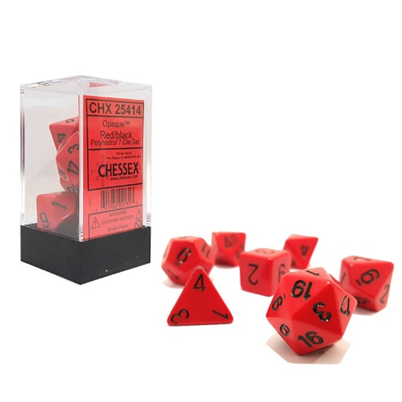 Chessex Opaque: Red/Black 7 Dice Set