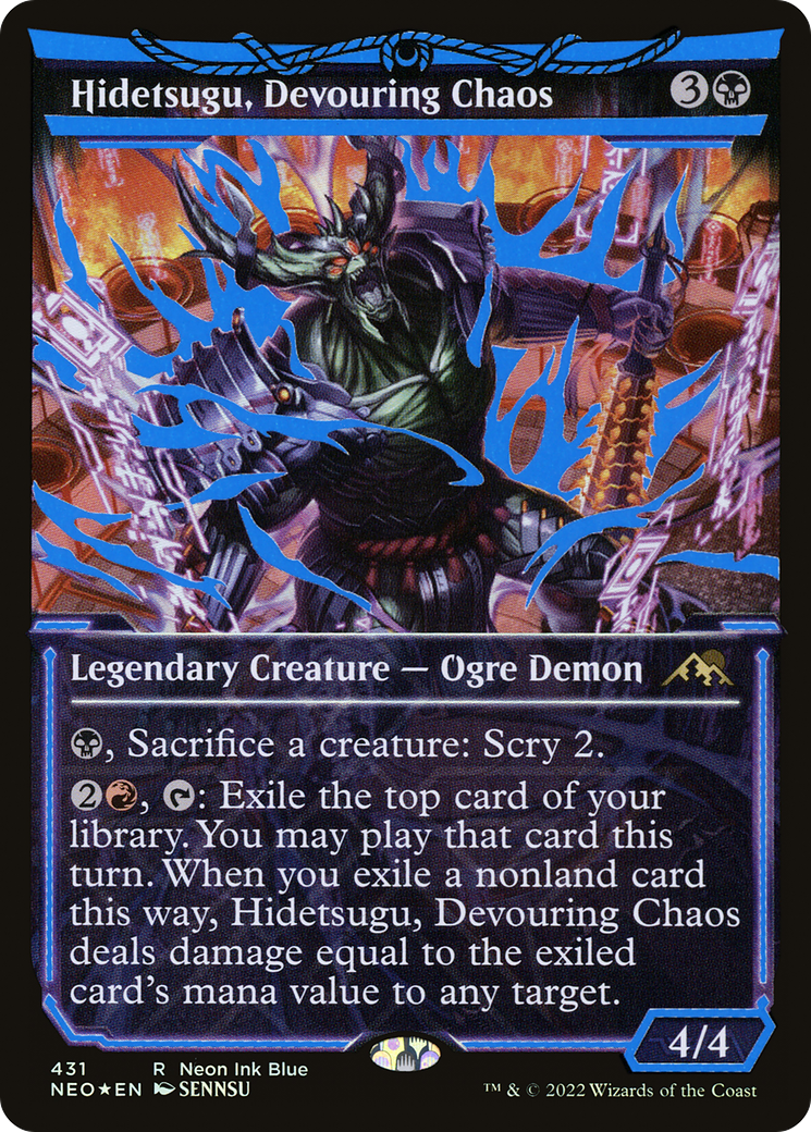 Hidetsugu, Devouring Chaos (Neon Ink Blue) [Kamigawa: Neon Dynasty]