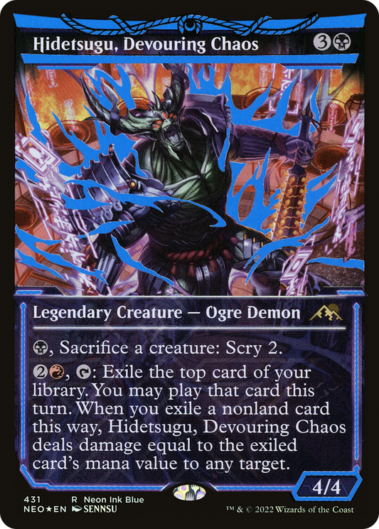 Hidetsugu, Devouring Chaos (Neon Ink Blue) [Kamigawa: Neon Dynasty]