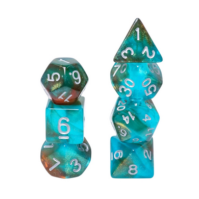 Glow in the Dark Blue Galaxy RPG Dice Set