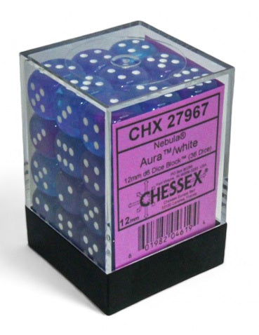 Chessex Festive: 12MM D6 Aura / White Luminary Dice Block (36)