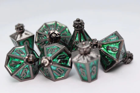 Moonlit Lantern: Midnight Acidfire - Metal RPG Dice