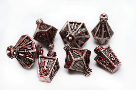 Moonlit Lantern: Blood Splatter - Metal RPG Dice
