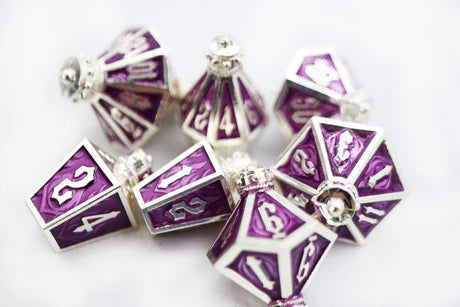 Moonlit Lantern: Silvered Voidfire - Metal RPG Dice