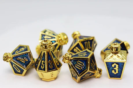 Moonlit Lantern: Golden Pureflame - Metal RPG Dice