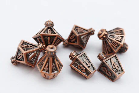 Moonlit Lantern: Coppered Flames - Metal RPG Dice