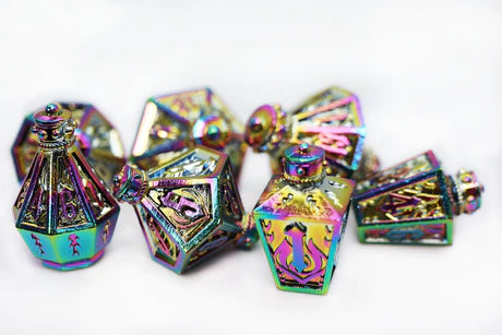 Moonlit Lantern: Prismatic Flames - Metal RPG Dice