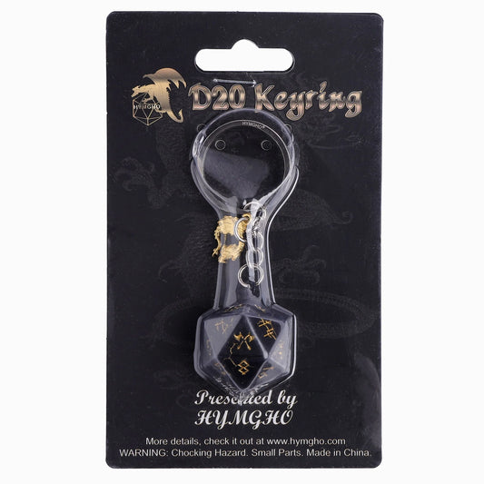Hymgho D20 Keychain Barbarian - Black with Gold