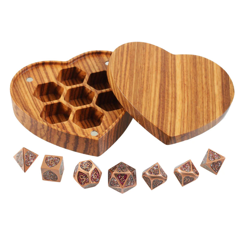 Forged Gaming Heart Fate Set of 7 Heart-Shaped Metal Dice