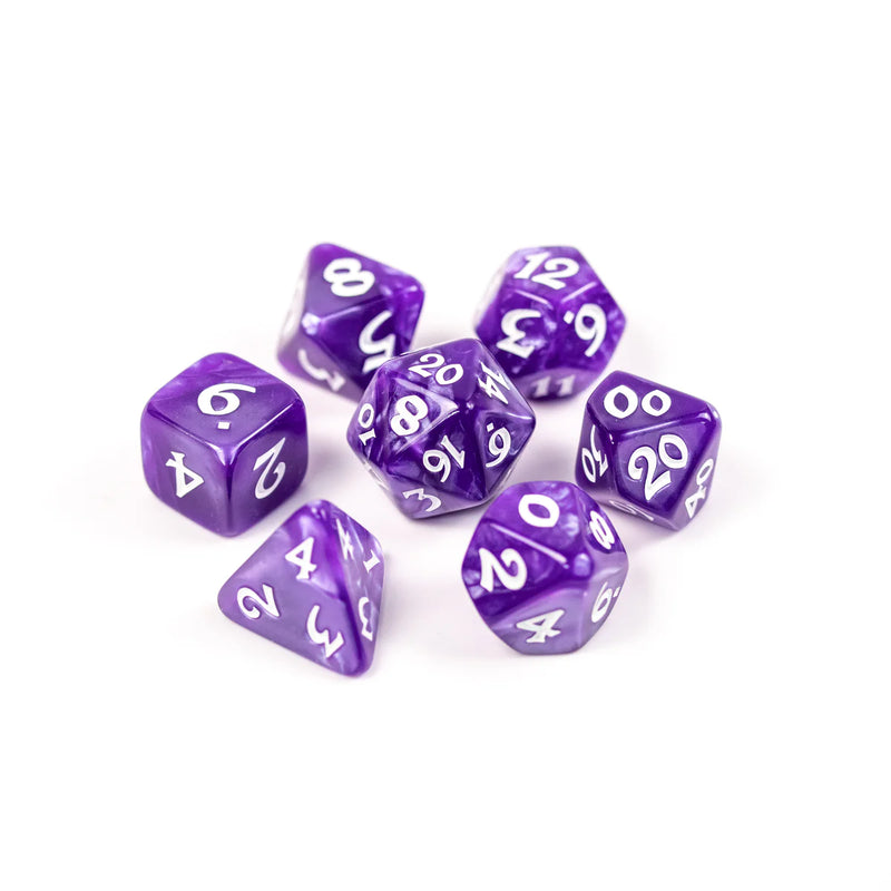 Die Hard Dice 7pc RPG Set - Elessia Essentials Purple with White