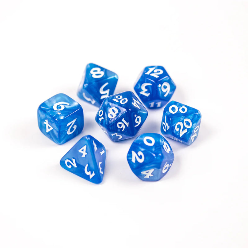 Die Hard Dice 7pc RPG Set - Elessia Essentials Blue with White