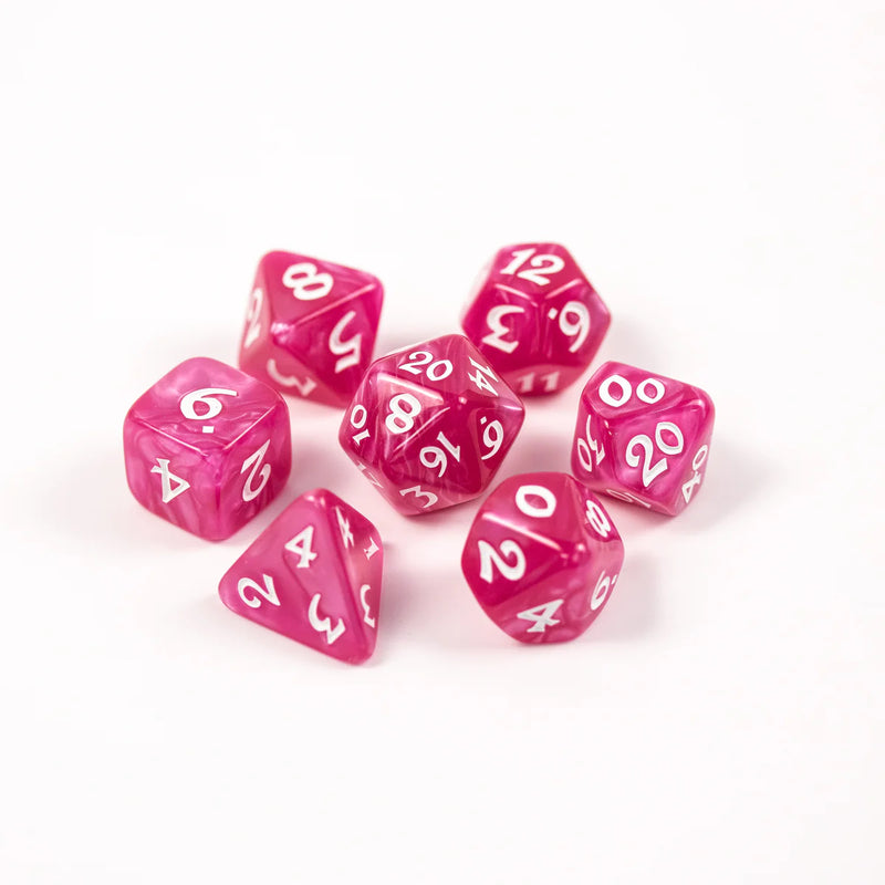 Die Hard Dice 7pc RPG Set - Elessia Essentials Pink with White