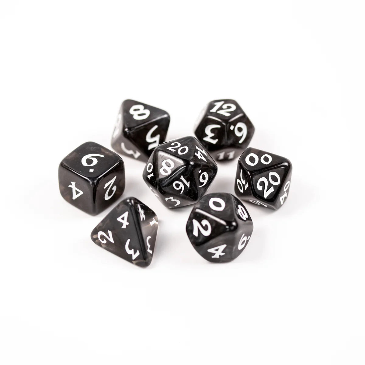 Die Hard Dice 7pc RPG Set - Elessia Essentials Black with White