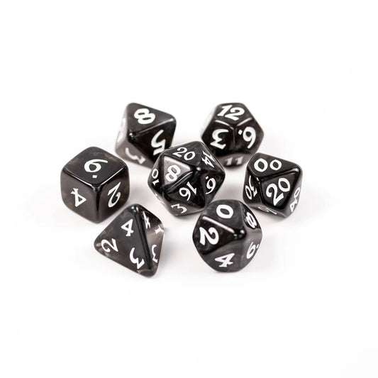 Die Hard Dice 7pc RPG Set - Elessia Essentials Black with White