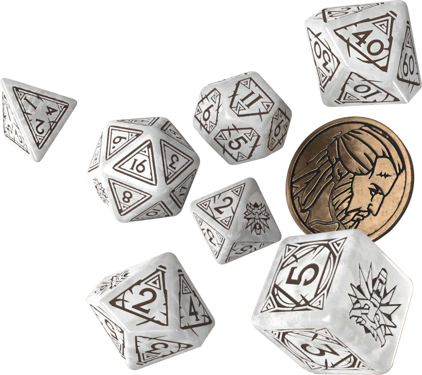 The Witcher Dice Set: Geralt - The White Wolf (7 + coin)