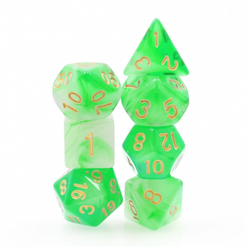 Green Silk Translucent RPG Dice Set