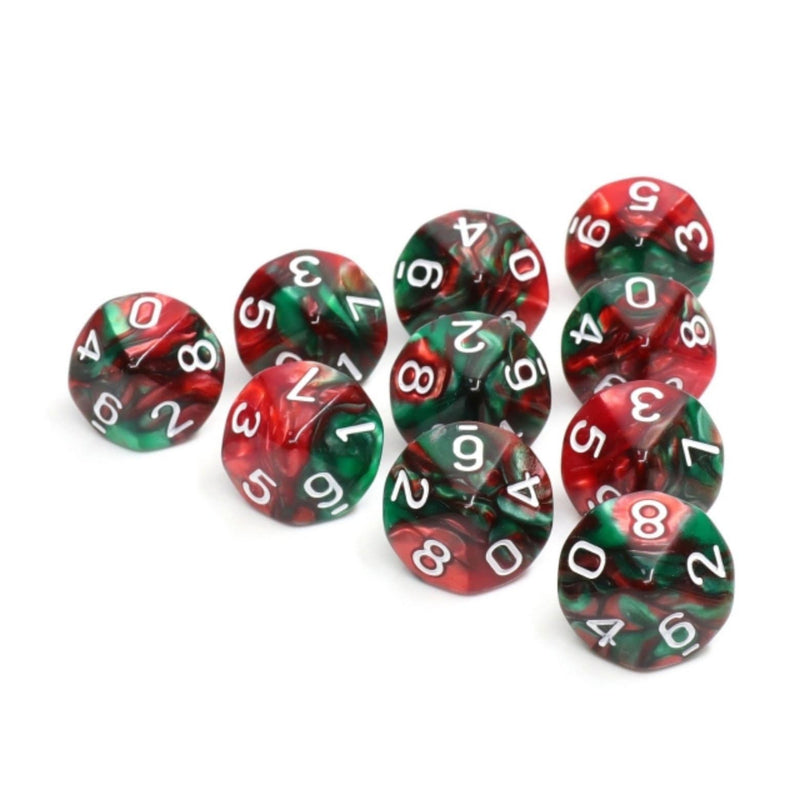 10 piece D10s - Burning Bush