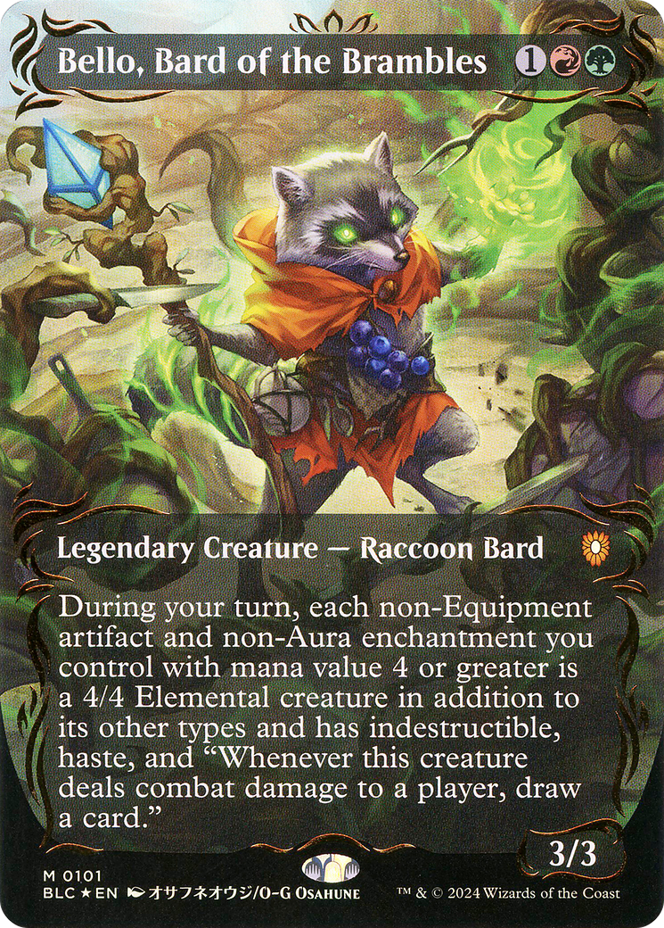 Bello, Bard of the Brambles (Borderless) (Raised Foil) [Bloomburrow Commander]