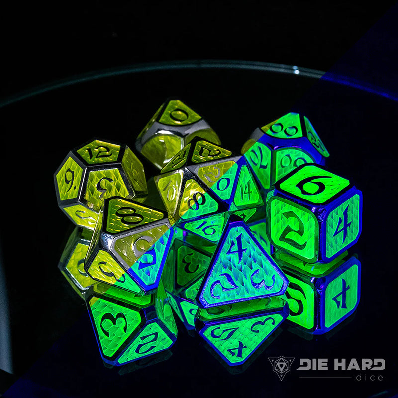 Die Hard Dice 7pc RPG Set - AfterDark Drakona Phosphor