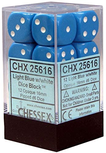 Chessex Opaque: 16MM D6 Light/Blue  (12)