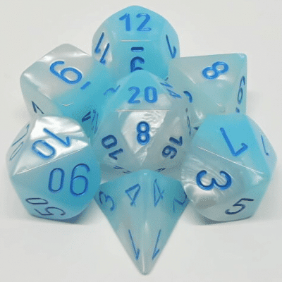 Chessex Gemini: Pearl Turquoise-White/Blue  7 Dice Set