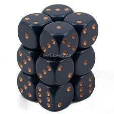 Chessex Opaque: 16MM D6 Dusty Blue/Copper (12)