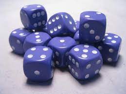 Chessex Opaque: 16MM D6 Purple/White  (12)