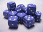 Chessex Opaque: 16MM D6 Purple/White  (12)