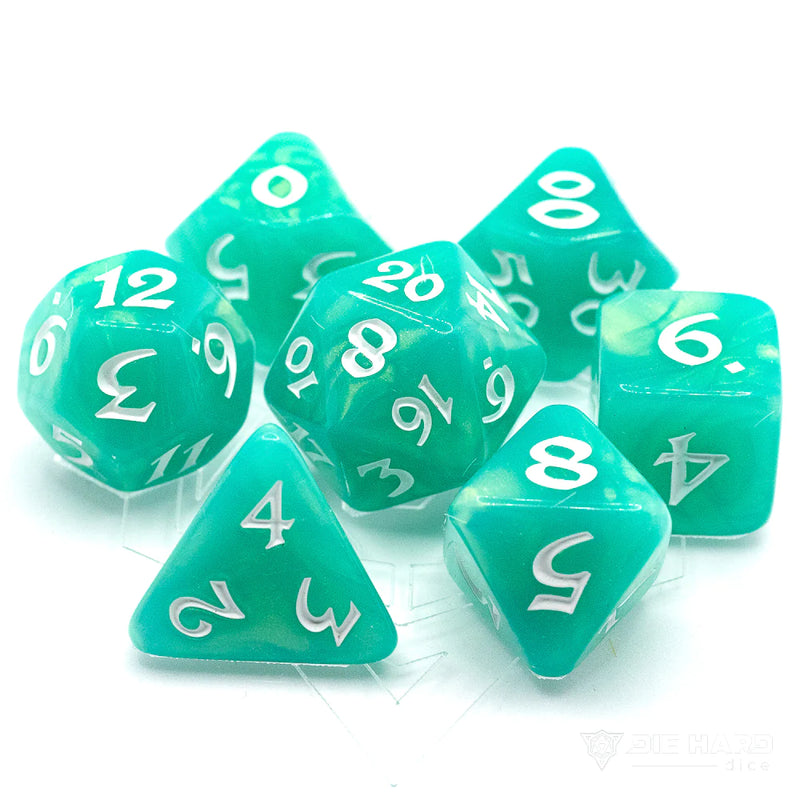 Die Hard Dice 7pc RPG Set - Elessia Shady Vale with White