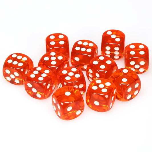 Chessex Translucent: 16MM D6 Orange/White (12)