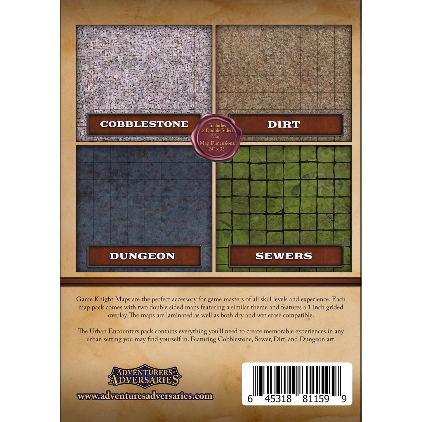 Norse Foundry Adventurers & Adversaries Game Knight Maps - Urban Encounters