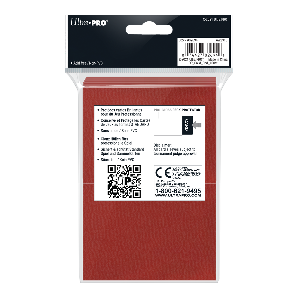 Ultra PRO: Standard 100ct Sleeves - PRO-Gloss (Red)