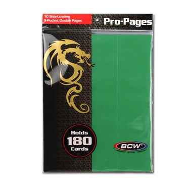 BCW Side Loading 18-Pocket Pro Pages - Green