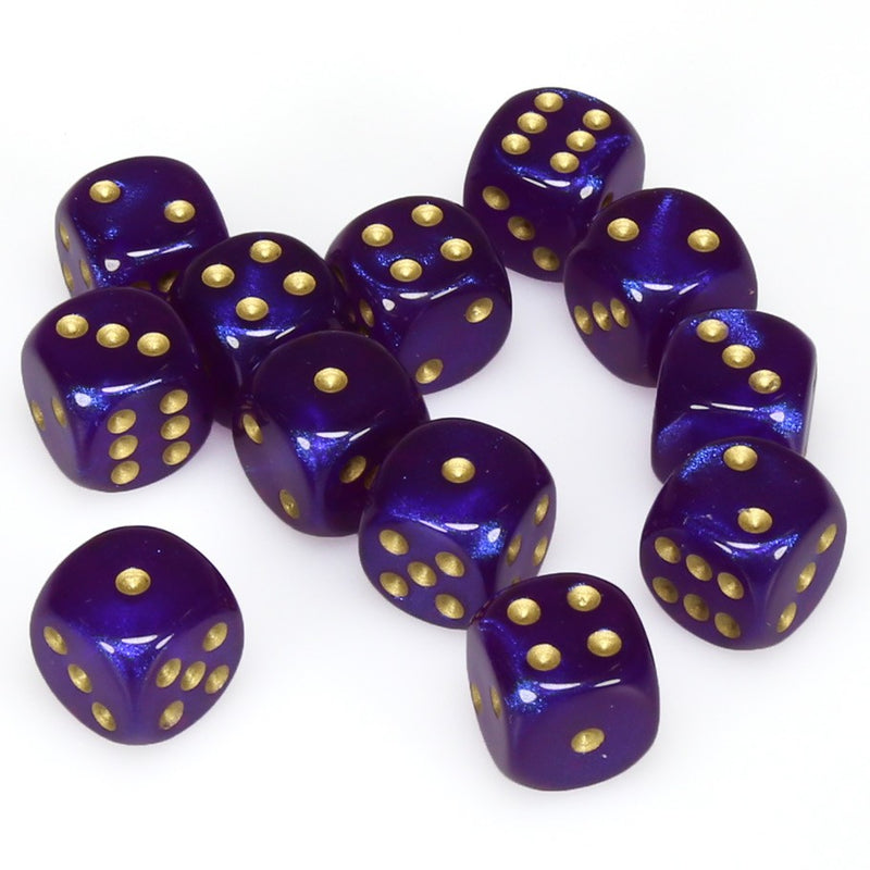 Chessex Borealis: 16MM D6 Royal Purple/Gold (12)