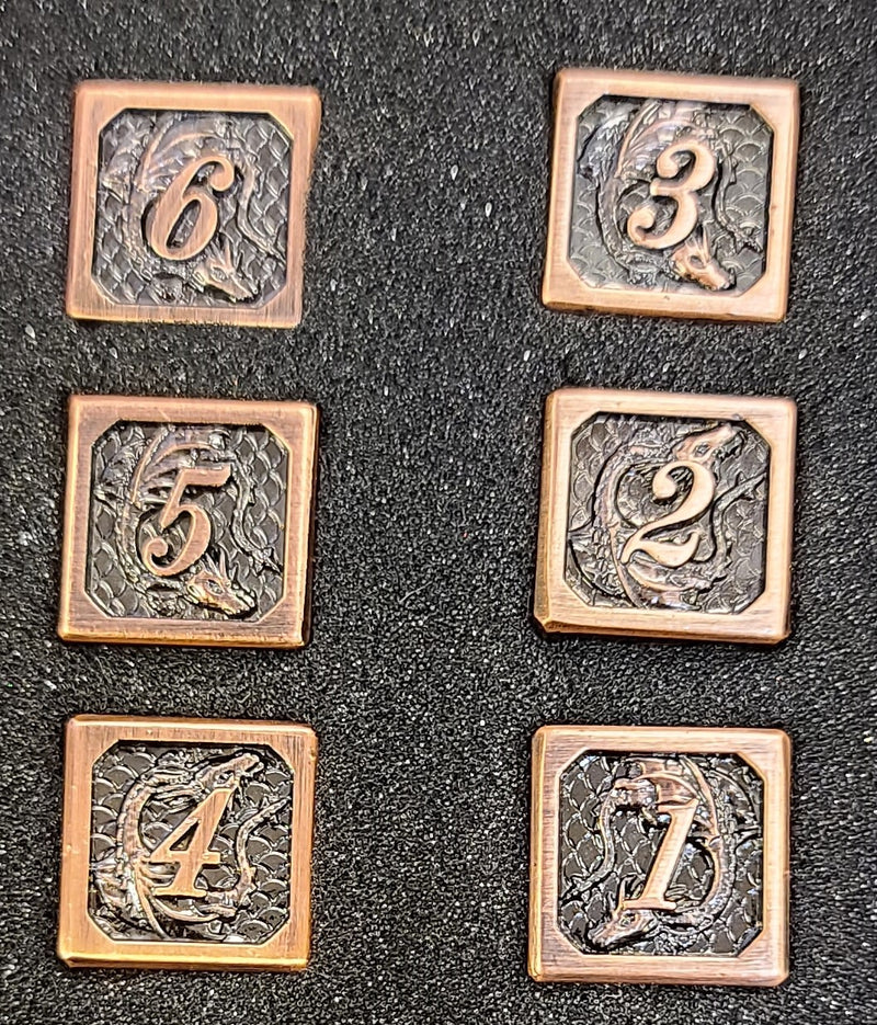 Hymgho Solid Metal Dragon Dice - Ancient Copper D6 Set (6)